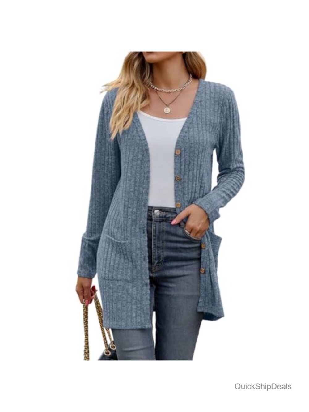 Long Cardigan Sweater Open Front with Pockets Lightweight Knit